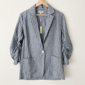 Max Studio Oversized Linen Blazer Striped